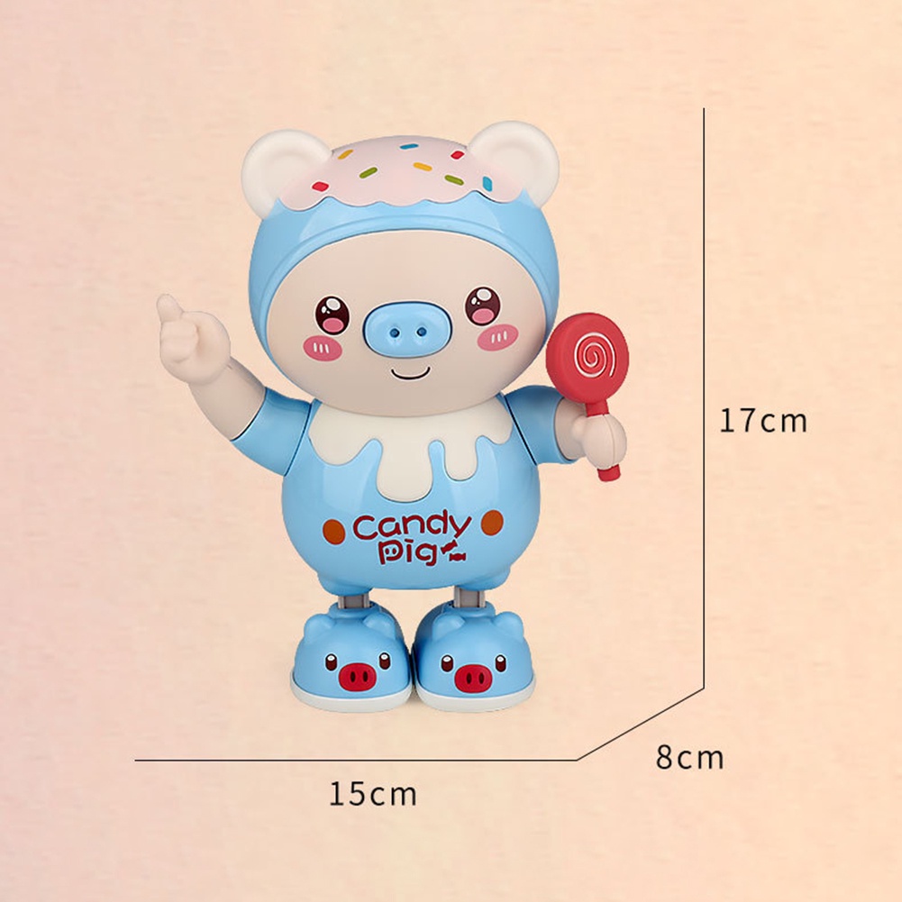 Robot Nhảy Múa Bằng Nhựa Có Nhạc Và Đèn 2 Âm Thanh Hình Chú Heo Dễ Thương Cho Bé
