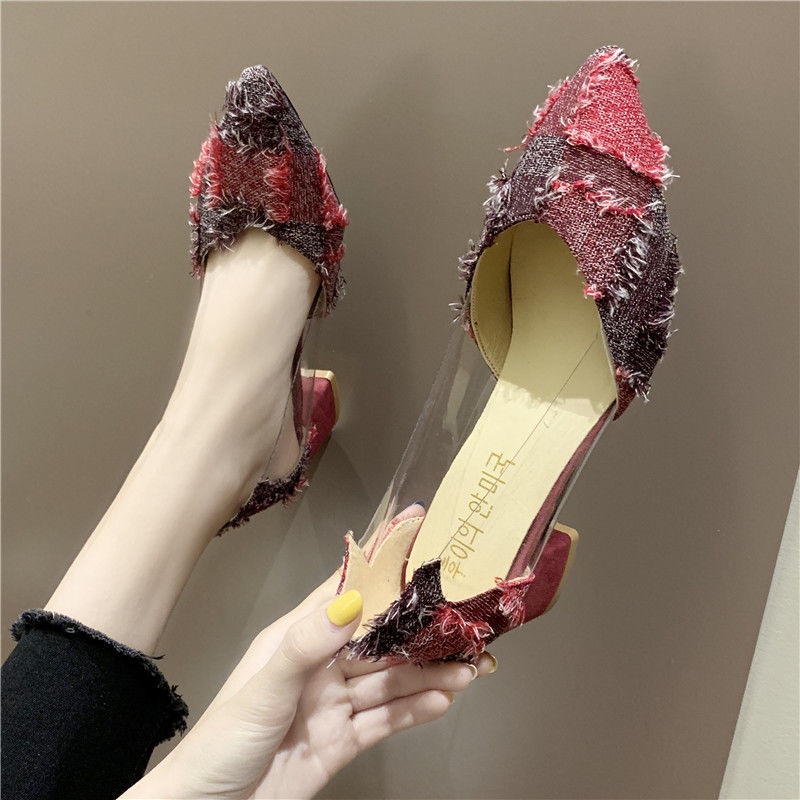 Giày Cao Gót Mũi Nhọn Gót Thấp Thiết Kế Mới Thời Trang Mùa Xuân Thu Theo Phong Cách Hàn Quốc Cho Nữ