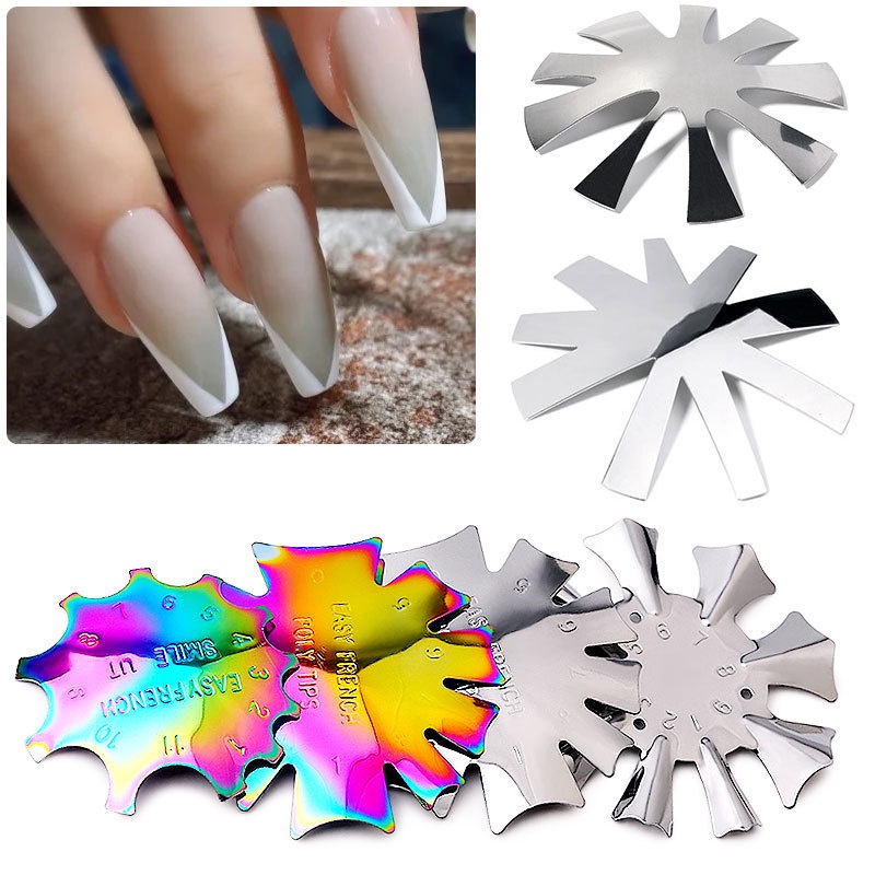 Mô hình tấm thép nhựa dán móng tay màu kiểu Pháp / Khuôn tô tạo kiểu sơn móng tay cho người mới bắt đầu / Mẫu chế tạo áo giáp pha lê