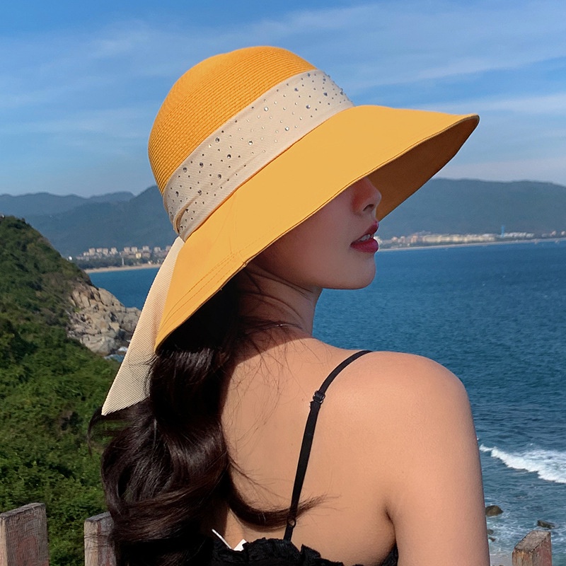 Mũ Cói Rộng Vành Chống Nắng Thiết Kế Mới Thời Trang Mùa Xuân Hè Theo Phong Cách Hàn Quốc Cho Nữ