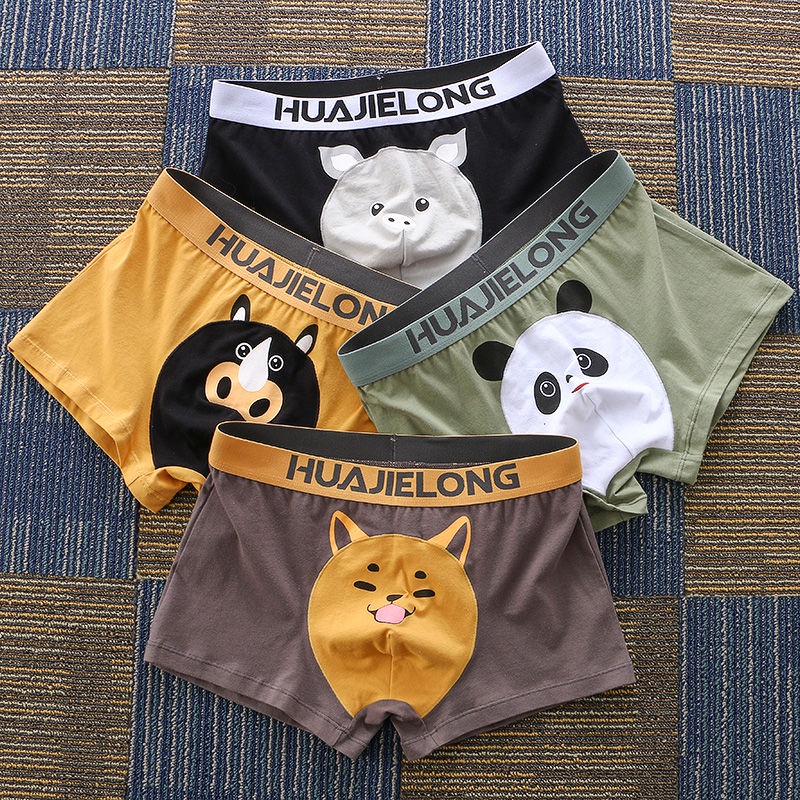 Quần Lót Boxer Cotton Thoáng Khí In Họa Tiết Hoạt Hình Trẻ Trung Thời Trang Cho Nam Size M-3Xl 4 Kiểu