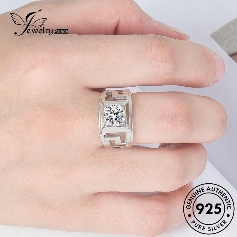 Jewellrypalace Nhẫn cổ điển bạc nguyên bản Moissanite Nam 925 Kim cương vuông R992