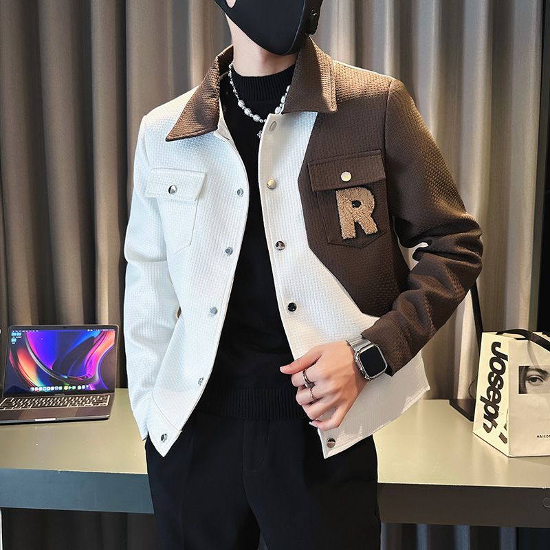 Áo Khoác Tay Dài Màu Sắc Tương Phản Phong Cách Hàn Quốc Thời Trang Cho Nam