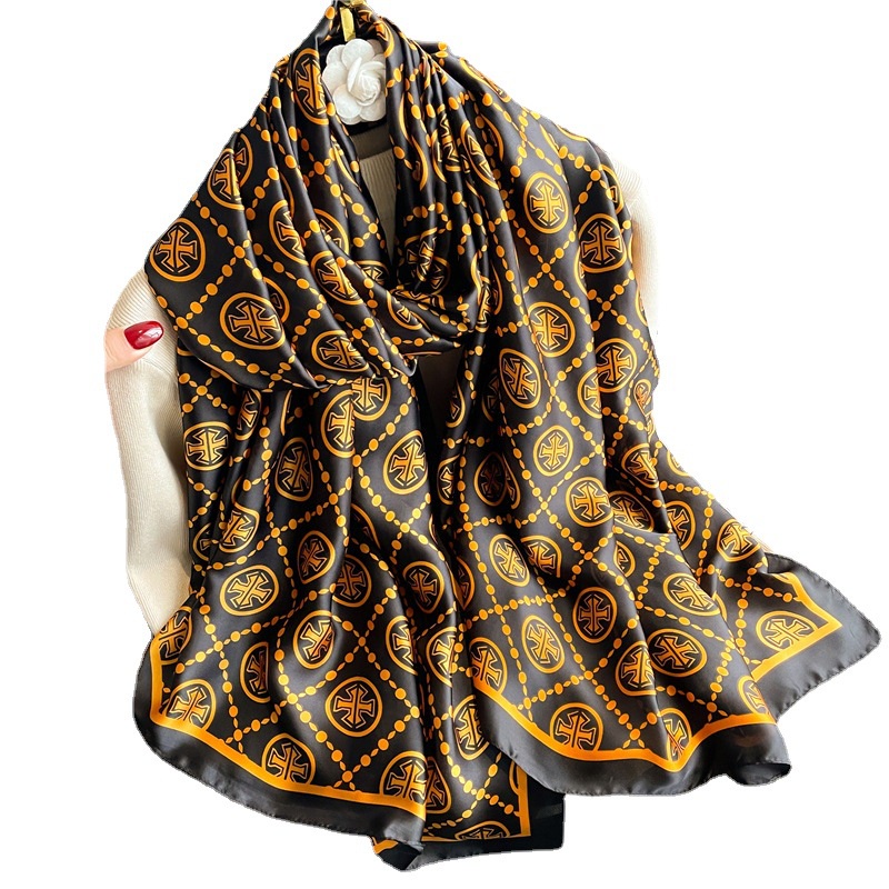 Khăn Choàng Lụa Dáng Dài Chống Nắng Kích Thước Lớn Kẻ Sọc Caro Sang Trọng Thời Trang Cho Nữ Phát Sóng Trực Tiếp