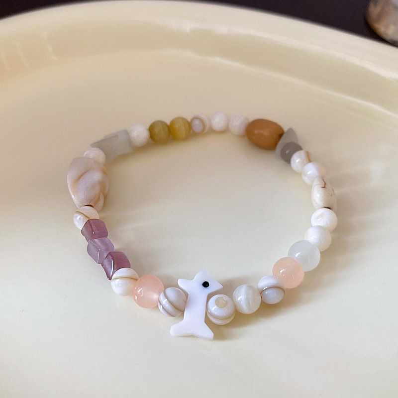 Xiaohongshu Vòng Đeo Tay Co Giãn Đính Đá Opal Hình Cún Con Phong Cách Trung Quốc Ngọt Ngào Thời Trang Cho Nữ