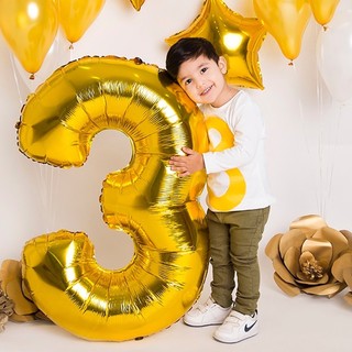 Bóng Bay helium Lá Vàng Kỹ Thuật Số 32 inch Trang Trí Tiệc Cưới / Sinh Nhật / Sinh Nhật Cho Bé