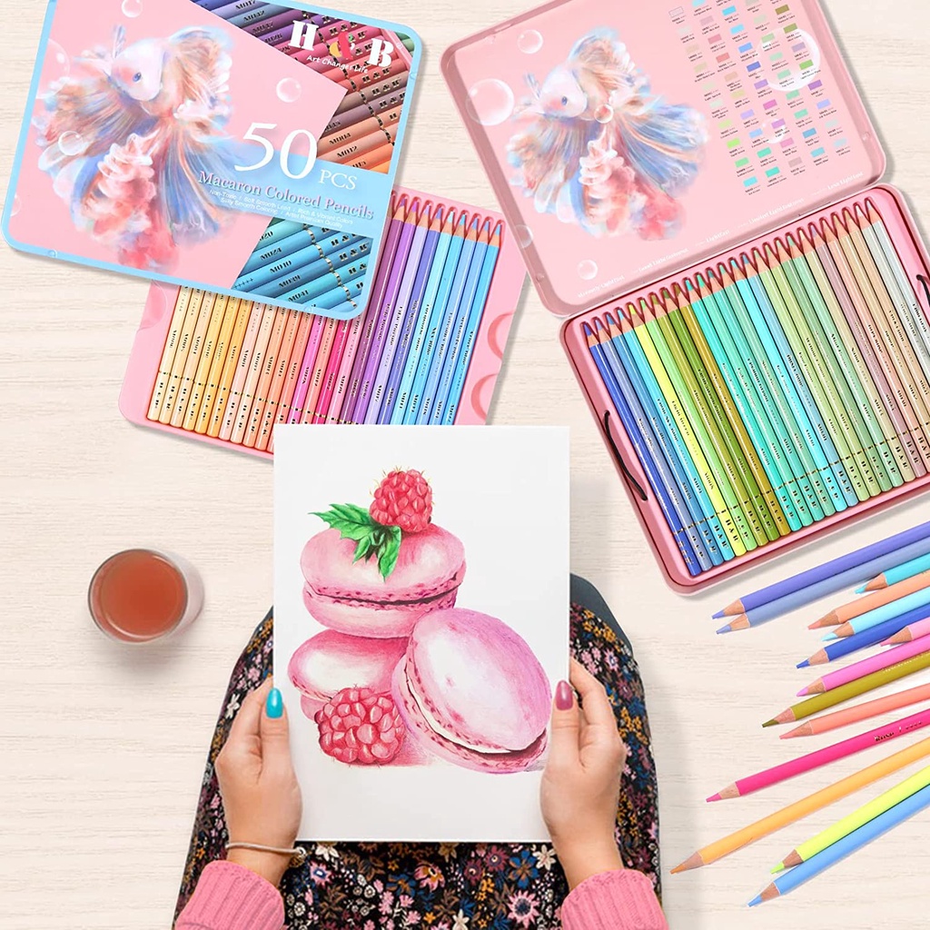Set 50 Bút Chì Màu Macaron Chuyên Nghiệp Cho Họa Sĩ JO354