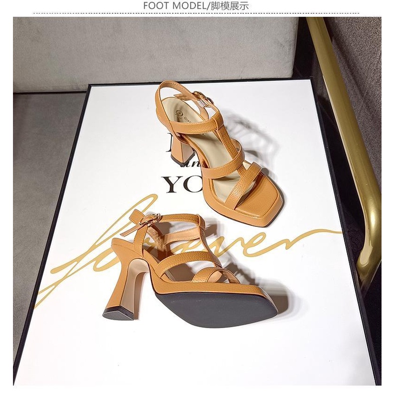 Sandal Cao Gót 9c Mùa Hè 2023 Phong Cách Mới Có Khóa Cài Sau Không Thấm Nước Cho Nữ