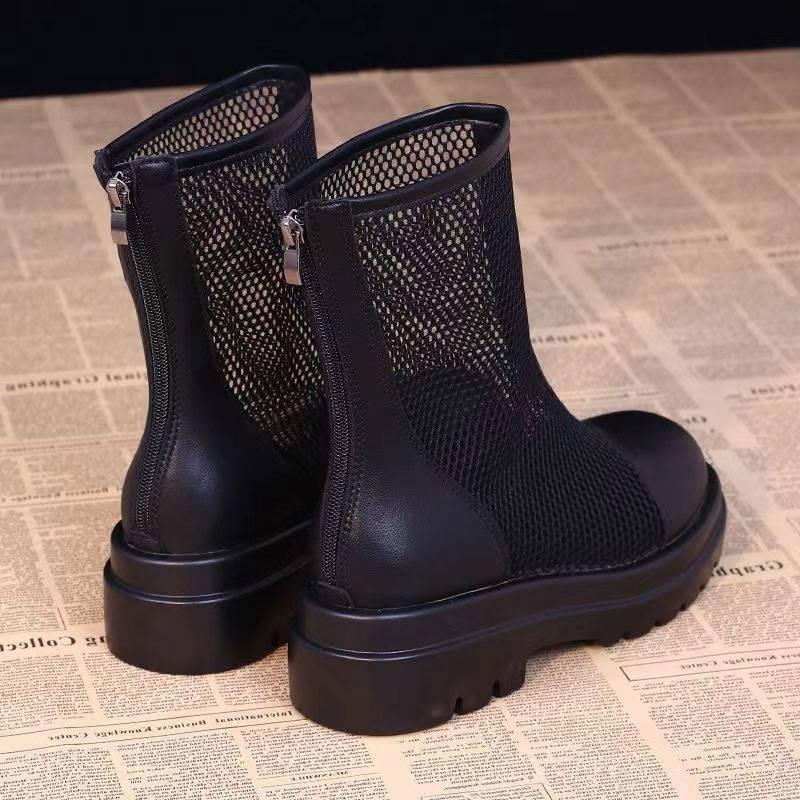 Giày Bốt Martin Mỏng Đế Dày Phối Lưới Thoáng Khí Thời Trang Mùa Hè 2023 Phong Cách Mới Cho Nữ