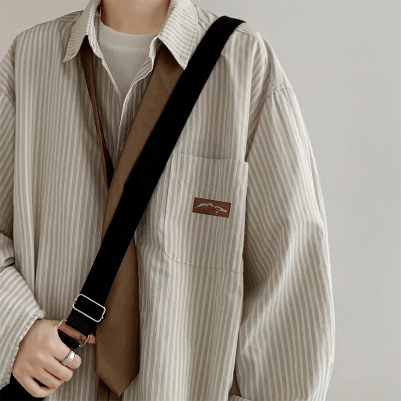 Áo Sơ Mi Tay Dài Kẻ Sọc Phong Cách Đường Phố Nhật Bản Thời Trang Mùa Thu Mới Cho Nam