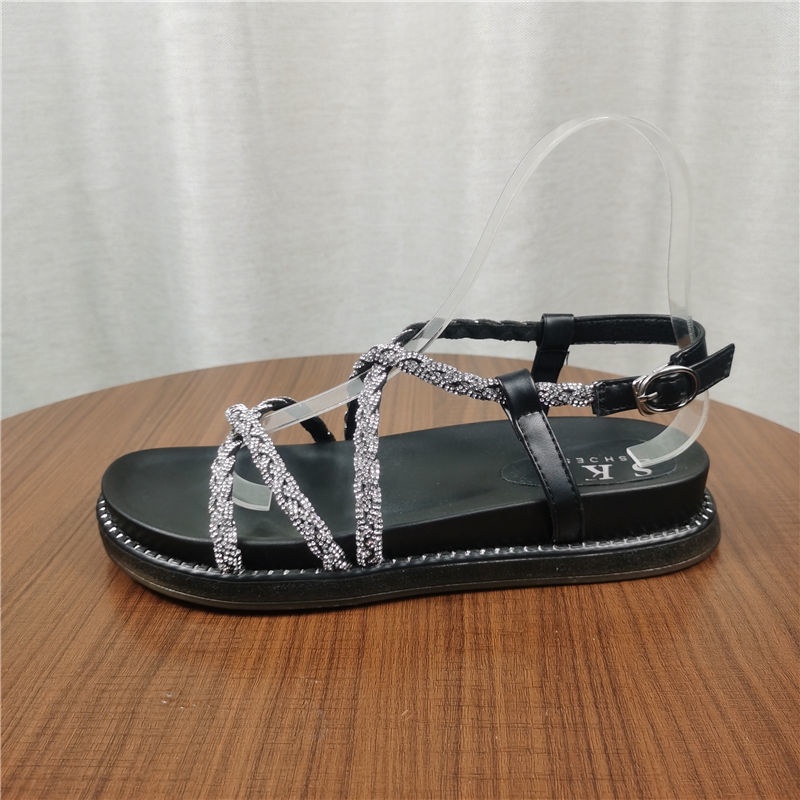 Giày Sandal Đế Mềm Dày Quai Đính Đá Thời Trang Mùa Hè 2022