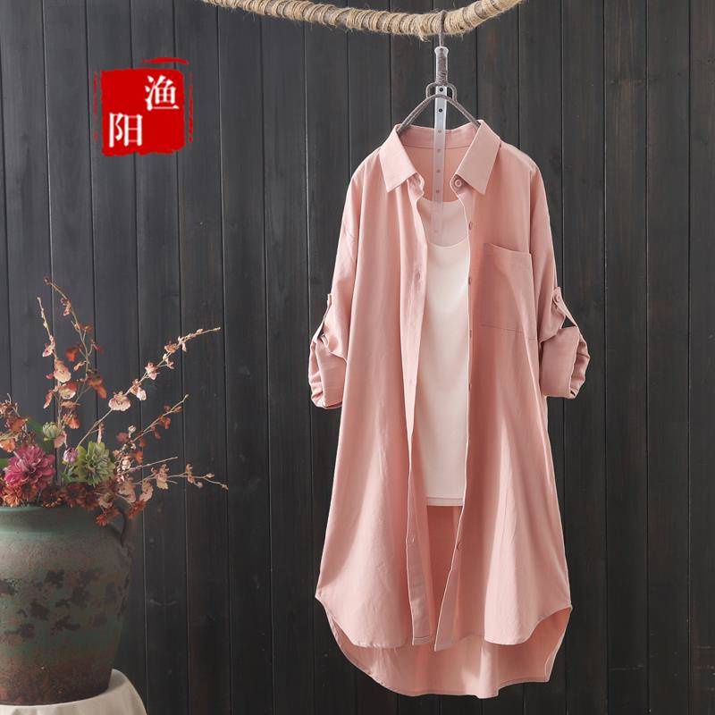 Áo Sơ Mi Vải Lanh cotton Tay Dài Dáng Rộng Thời Trang Xuân Thu Mới 2022 Cho Nữ