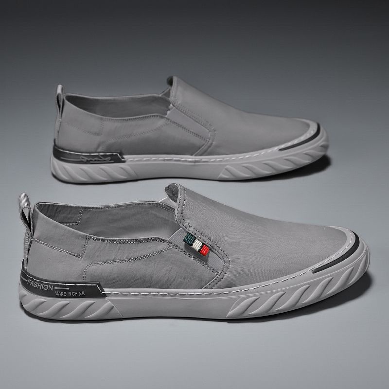 Giày Lười Vải Canvas Phối Lụa Lạnh Siêu Nhẹ Thoáng Khí Thời Trang Mùa Xuân Cho Nam