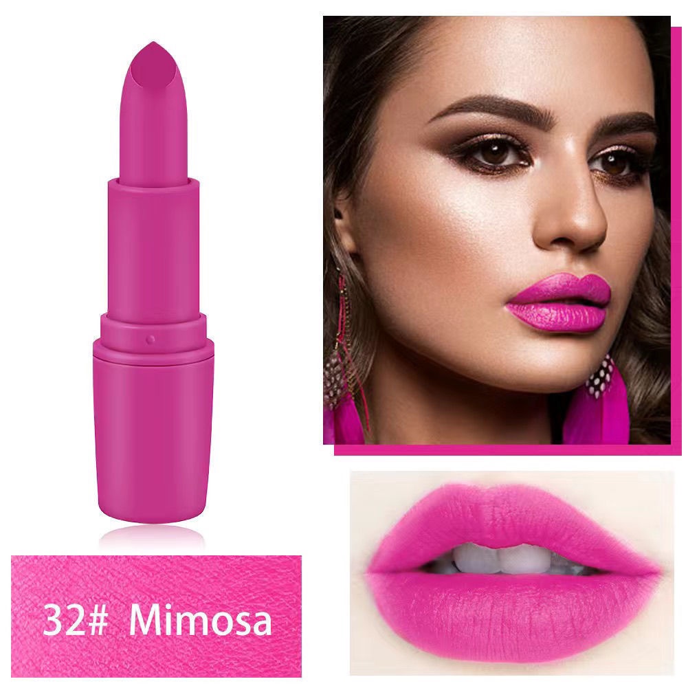 Barbie light pink rose pink peach pink plain milk tea nude ngoại thương bullet head red matte lip glaze