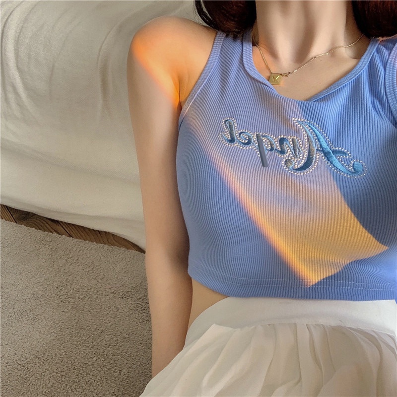 Áo Hai Dây Dáng Ngắn Phong Cách Hàn Quốc Thời Trang Mùa Hè Quyến Rũ Cho Nữ