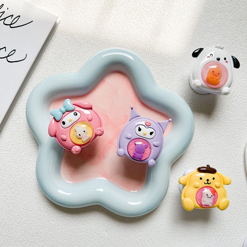 Gương Trang Điểm Nắp Gập Kiêm Giá Đỡ Điện Thoại Kiểu Dáng Hoạt Hình Dễ Thương