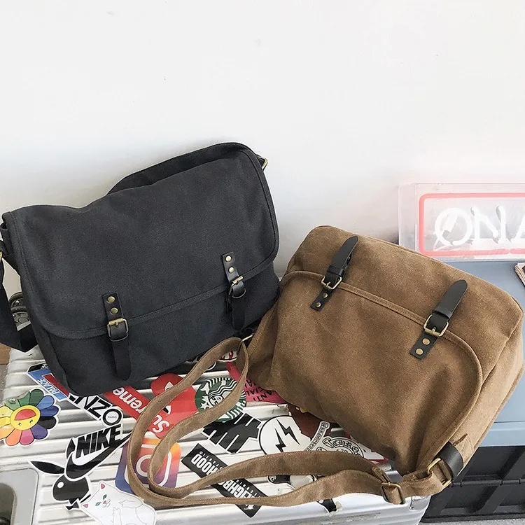 Túi Đeo Chéo Vai Bằng Vải Canvas Phong Cách Nhật Bản Dành Cho Nam Và Nữ bp302