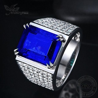Jewellrypalace Sang Trọng Nguyên Bản Nam Vuông Bạc 925 Nhẫn Sapphire R509