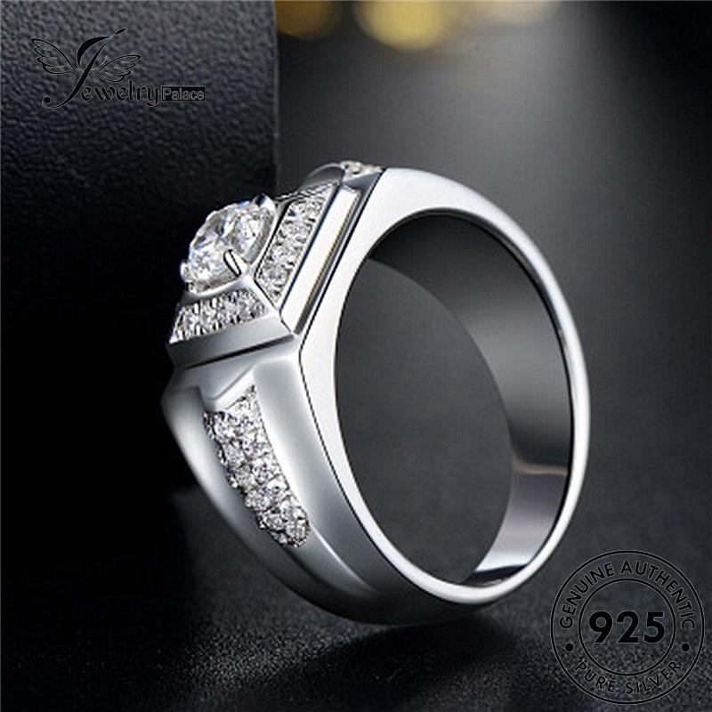 Jewellrypalace Moissanite Diamond 925 Nhẫn Nam Bạc Nguyên Bản Sang Trọng R584