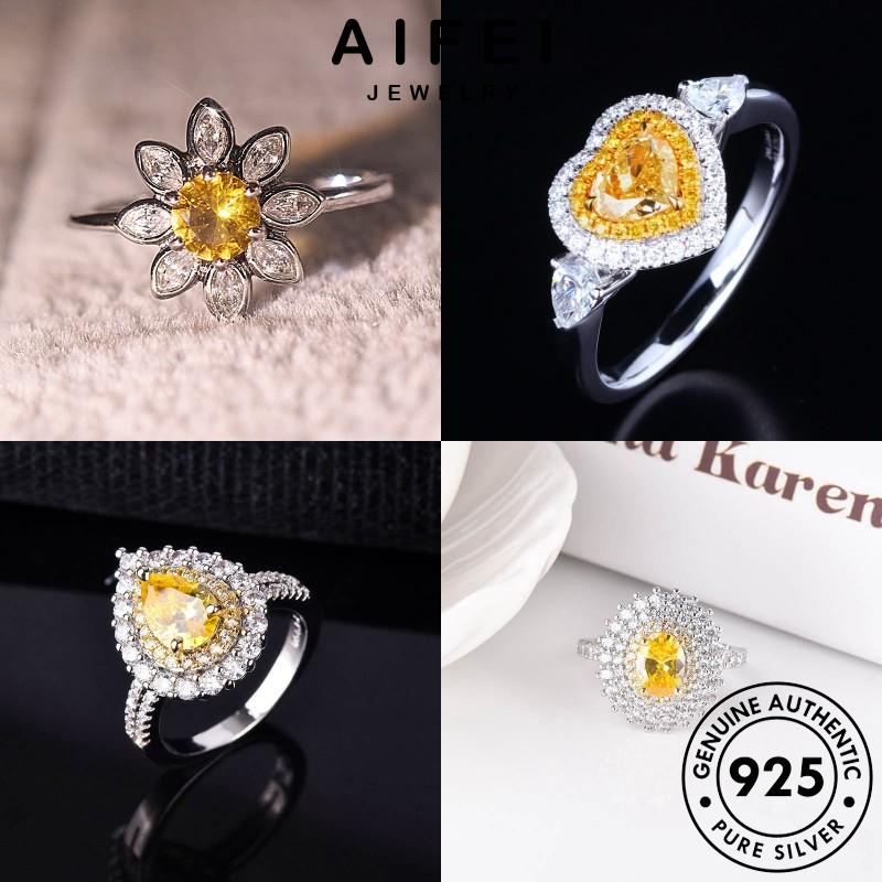 AIFEI JEWELRY bản sang nhẫn citrine thật nữ sức hàn bạc trang trọng kiện nguyên 925 quốc vàng phụ thời M095