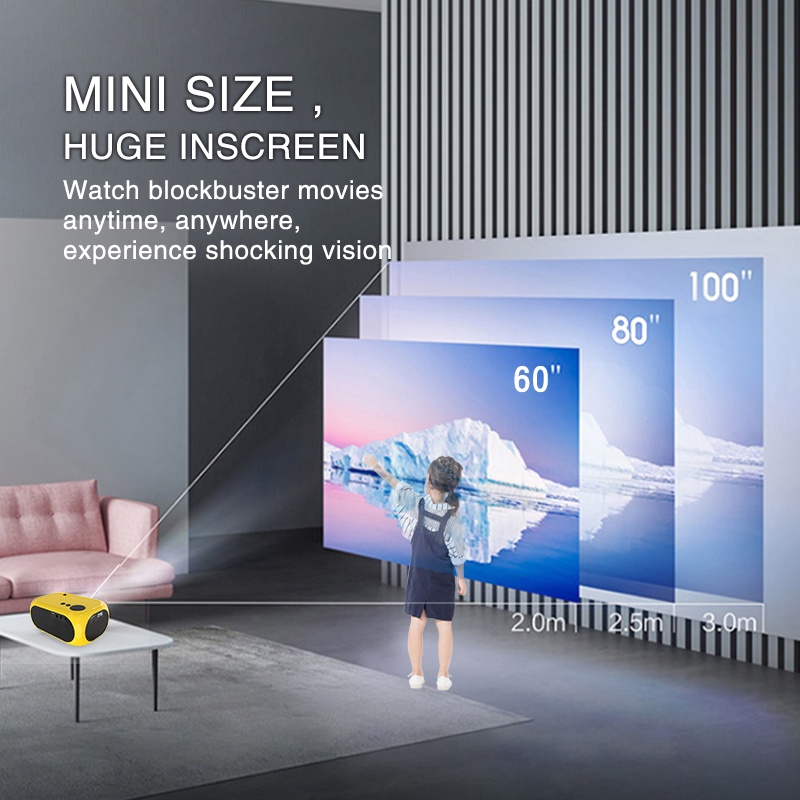 Máy chiếu mini M24 LED Portable Beamer Tương thích với HDMI USB 640 * 480P Hỗ trợ 1080P Video Projetor Quà tặng trẻ em