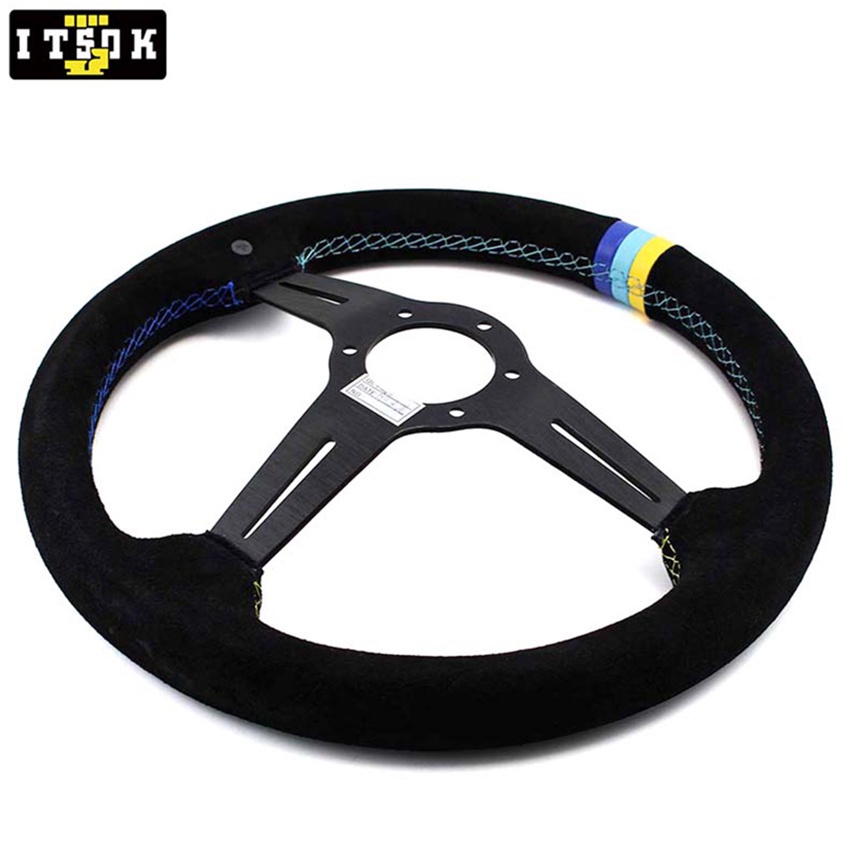 Vô Lăng Xe Hơi 14inch JDM 350mm Bằng Da Lộn Chất Lượng Cao