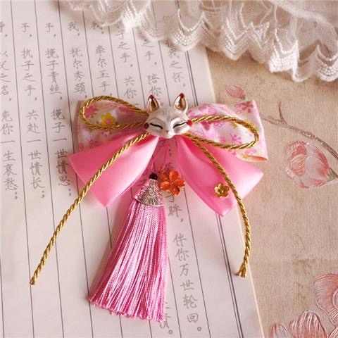 Hi-kid Kẹp Tóc Tua Rua Hóa Trang Thỏ Cáo Nhật Bản Thủ Công