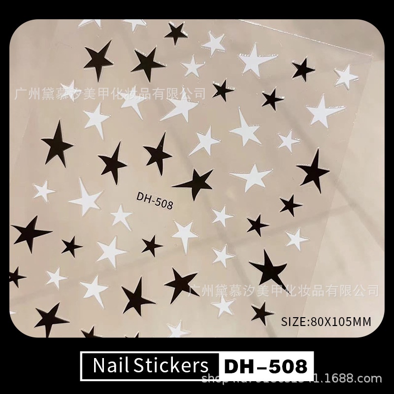 Miếng Dán Móng Tay Tự Dính Hình Ngôi Sao 3d Màu Vàng / Bạc Phong Cách Mới
