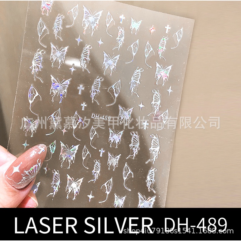 Hình Dán Trang Trí Móng Tay 3D Họa Tiết Bướm Rỗng Màu Laser Cực Quang Vàng Bạc Đen Trắng Phong Cách Mới Bán Chạy