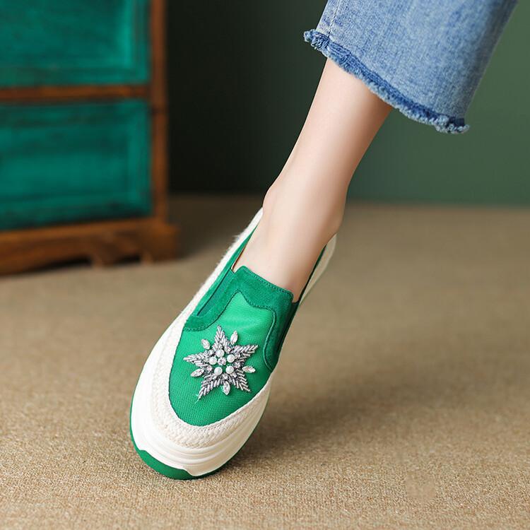 Giày Lười Bằng Da Thật Đế Dày Phối Lưới Thoáng Khí Thời Trang Mùa Hè Cho Nữ