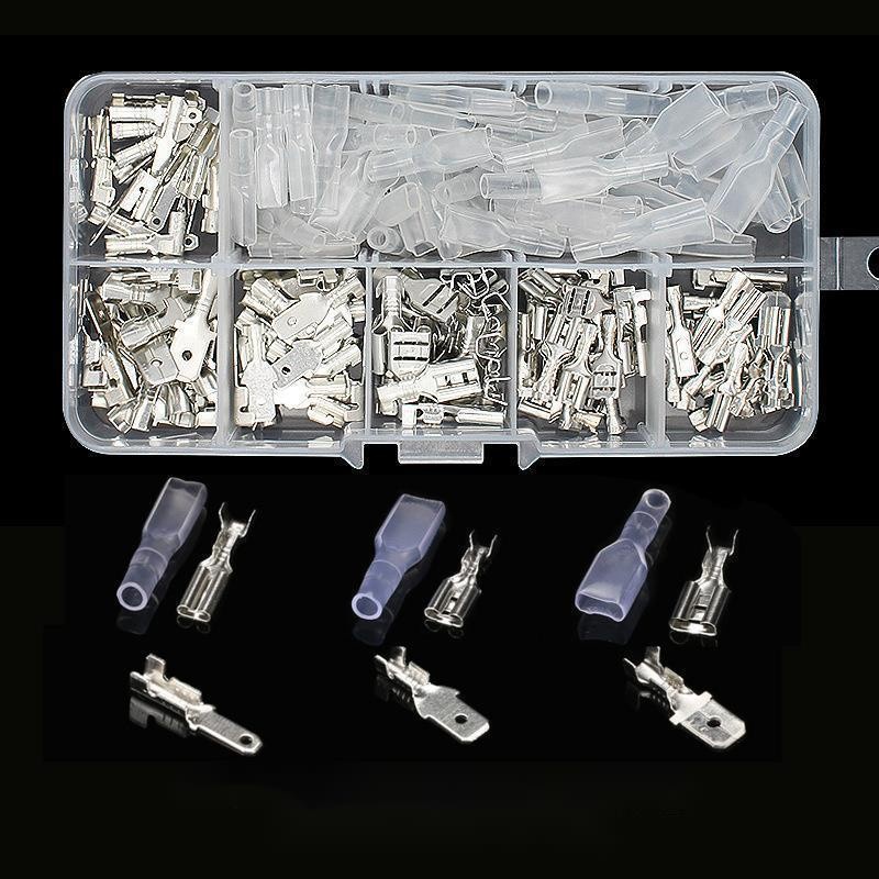 Hot bán 180pcs hộp 6.3mm²/4.8mm²/2.8mm² cắm mùa xuân chèn tay áo thiết bị đầu cuối dây nối