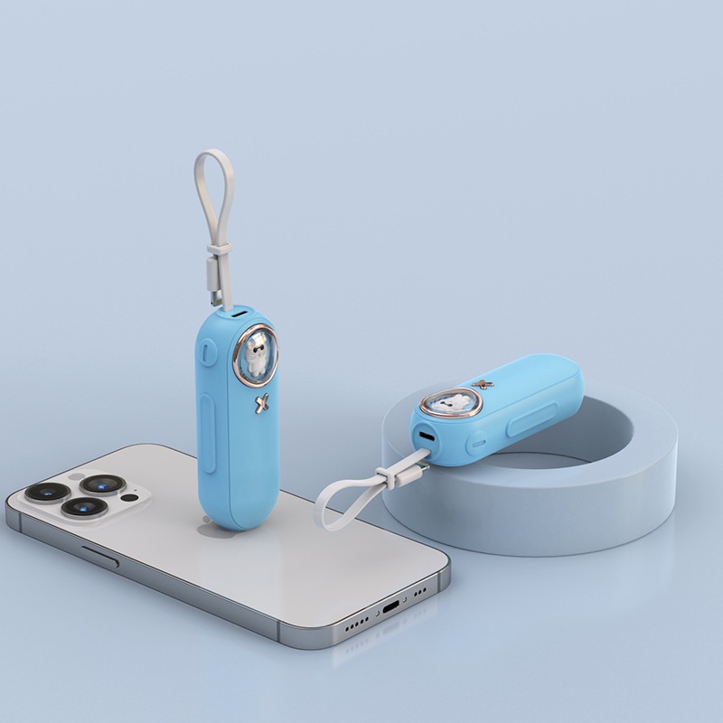 Sạc Dự Phòng 5000mAh Có Dây Cáp Cho IPhone 14 13 Samsung S22 Xiaomi 12S