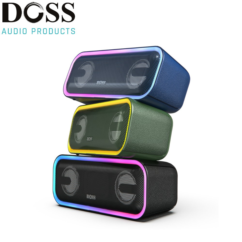 DOSS SoundBox Pro+TWS Loa Bluetooth không dây IPX5 Chống nước 24W Deep Bass Mix Màu Ánh sáng True Stereo