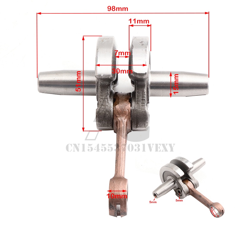 Trục Khuỷu Động Cơ 2 Thì 49cc 44-6 Hình Tròn Cho Xe Máy