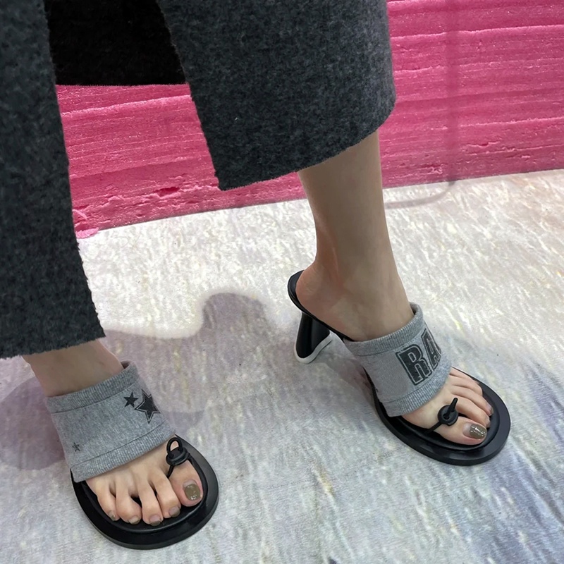 Giày Sandal Cao Gót Vải Co Giãn Thời Trang Mùa Xuân 2023