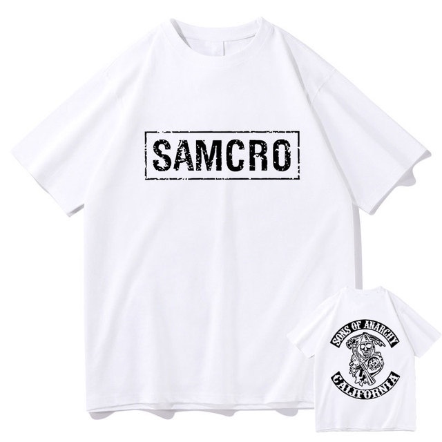 Áo Thun Cotton Tay Ngắn In Hình Sons of Anarchy SAMCRO Hai Mặt Phong Cách Hip Hop Thời Trang Mùa Hè Cho Nam