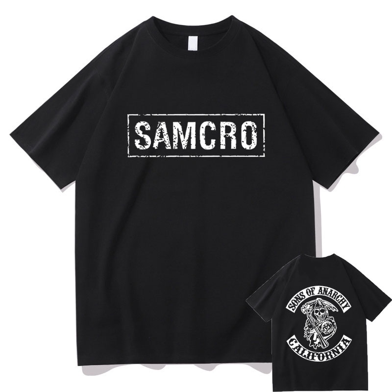 Áo Thun Cotton Tay Ngắn In Hình Sons of Anarchy SAMCRO Hai Mặt Phong Cách Hip Hop Thời Trang Mùa Hè Cho Nam
