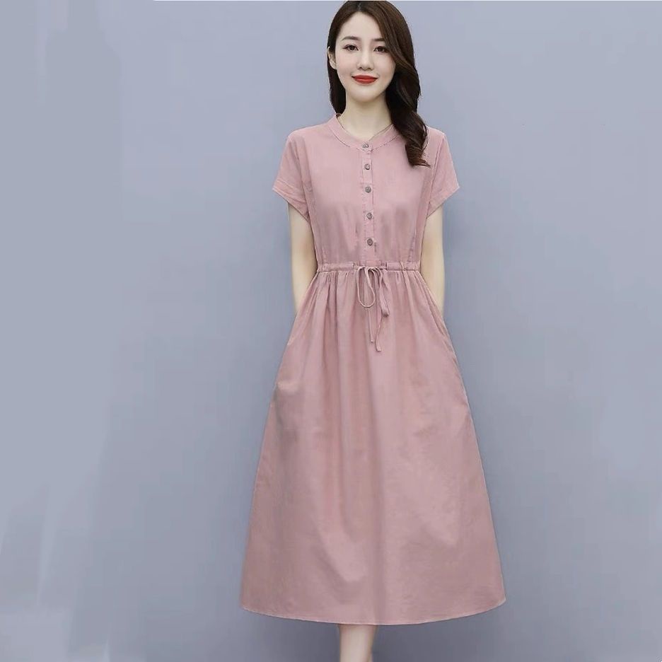 váy đầm trung niên sang trọng Đầm Cotton Lanh Dáng Ôm Phong Cách Hàn Quốc Thời Trang Mùa Hè 2022 Mới