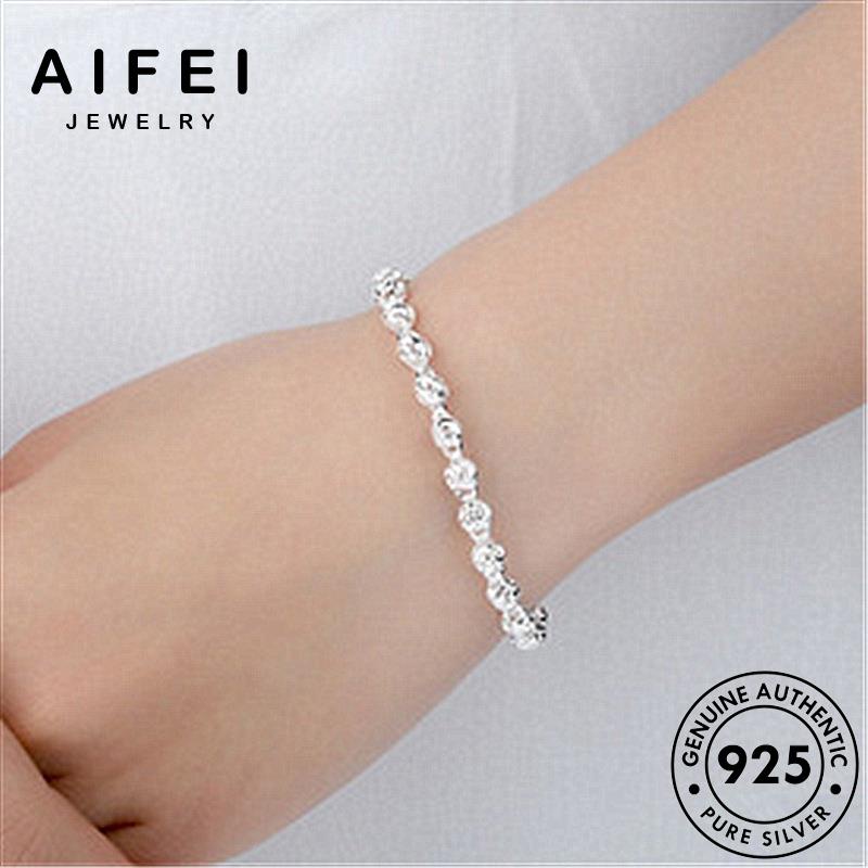 AIFEI JEWELRY lắc giản thật sức thời bản 925 trang kiện bạc tay vòng đơn nguyên quốc hàn phụ nữ M091