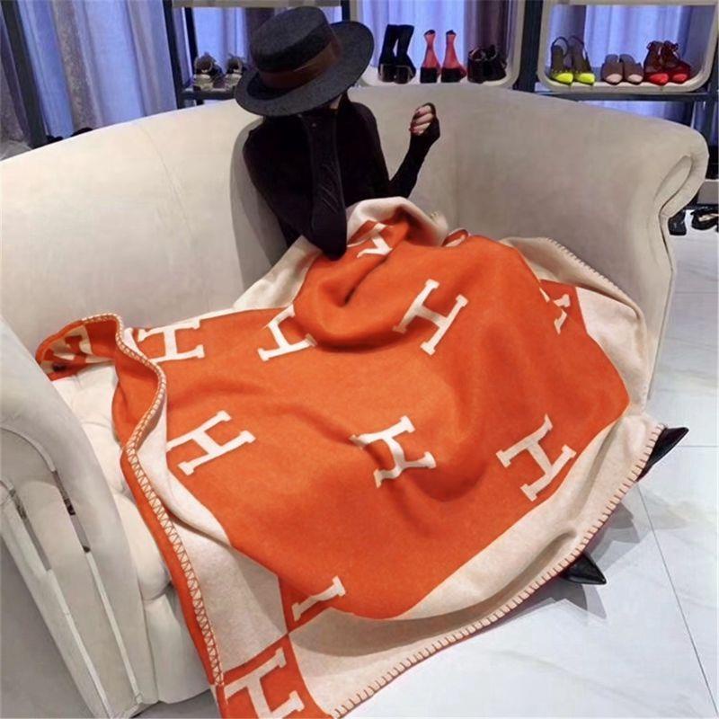 Hermes Chăn Len cashmere In Chữ h Chất Lượng Cao Chuyên Dùng Cho Ghế sofa / Văn Phòng