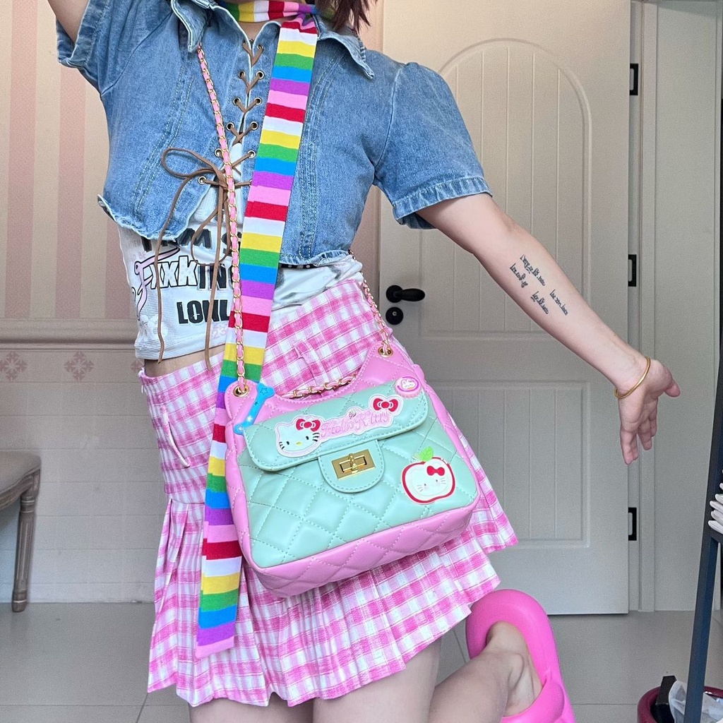 Túi Đeo Chéo dopamine ~ Túi Xách Dây Xích Màu Sắc Tương Phản Thời Trang Mùa Hè