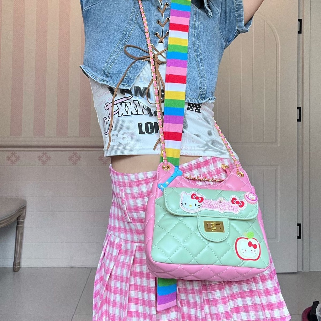 Túi Đeo Chéo dopamine ~ Túi Xách Dây Xích Màu Sắc Tương Phản Thời Trang Mùa Hè