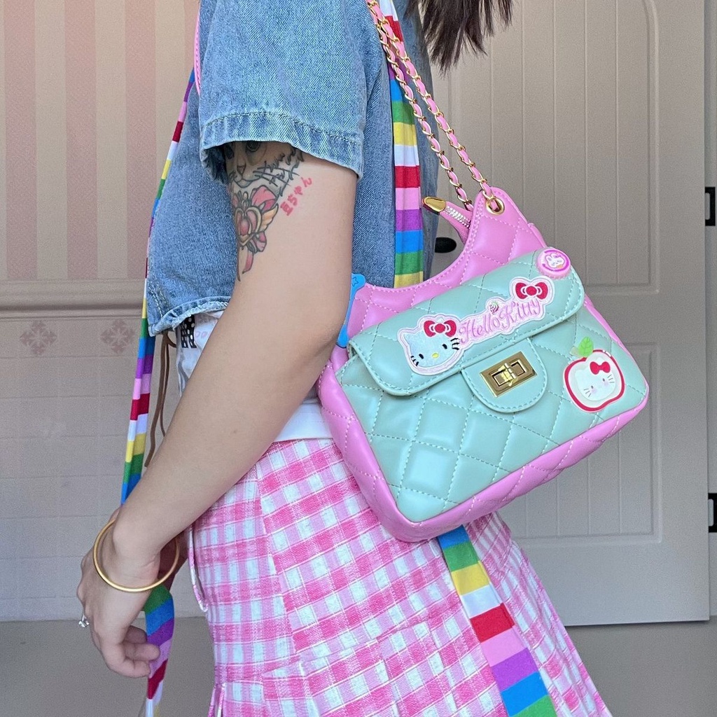 Túi Đeo Chéo dopamine ~ Túi Xách Dây Xích Màu Sắc Tương Phản Thời Trang Mùa Hè
