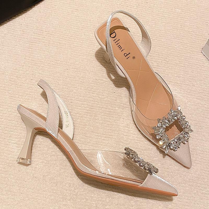 Giày Cao Gót Mũi Nhọn Đính Đá Thời Trang Mùa Hè Phong Cách Mới 2023