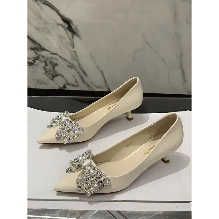 Giày Cao Gót Mũi Nhọn Đính Đá Thời Trang Mùa Thu Mới 2023 Cho Nữ