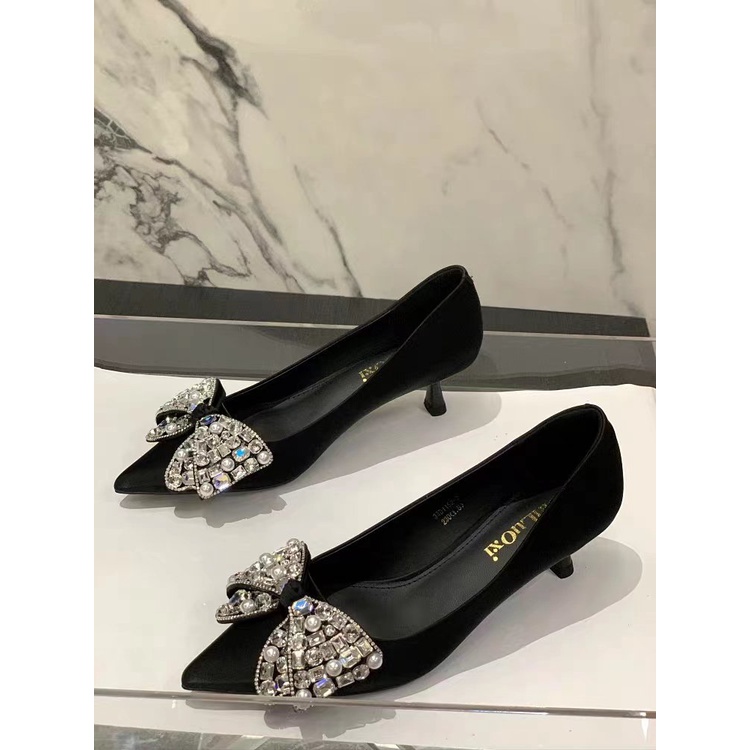 Giày Cao Gót Mũi Nhọn Đính Đá Thời Trang Mùa Thu Mới 2023 Cho Nữ