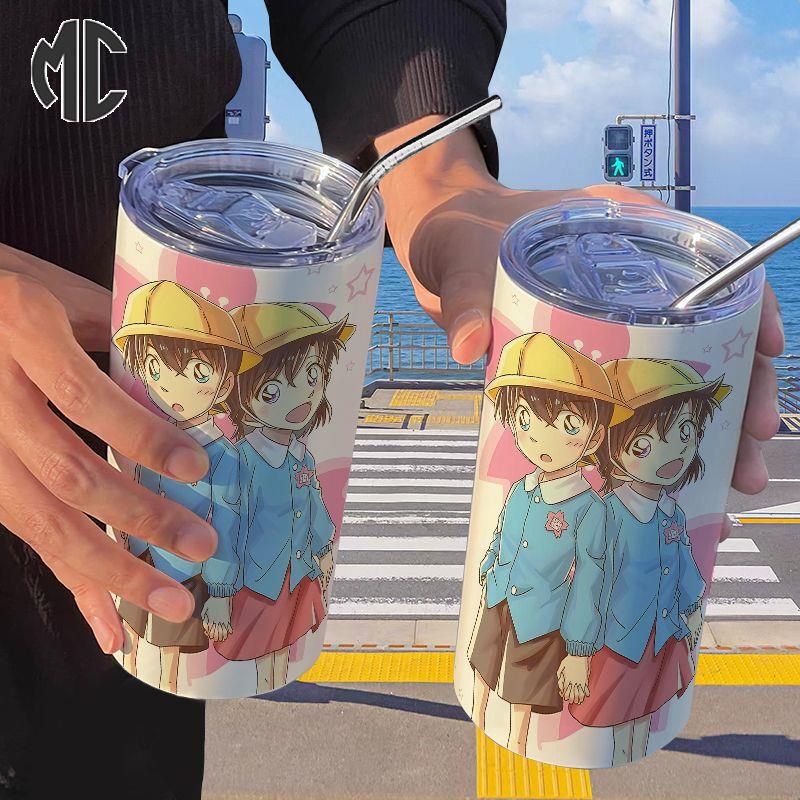 Mc) Bình Nước Giữ Nhiệt Cầm Tay Hình Thám Tử conan shinichi kudo Có Ống Hút Cho Học Sinh