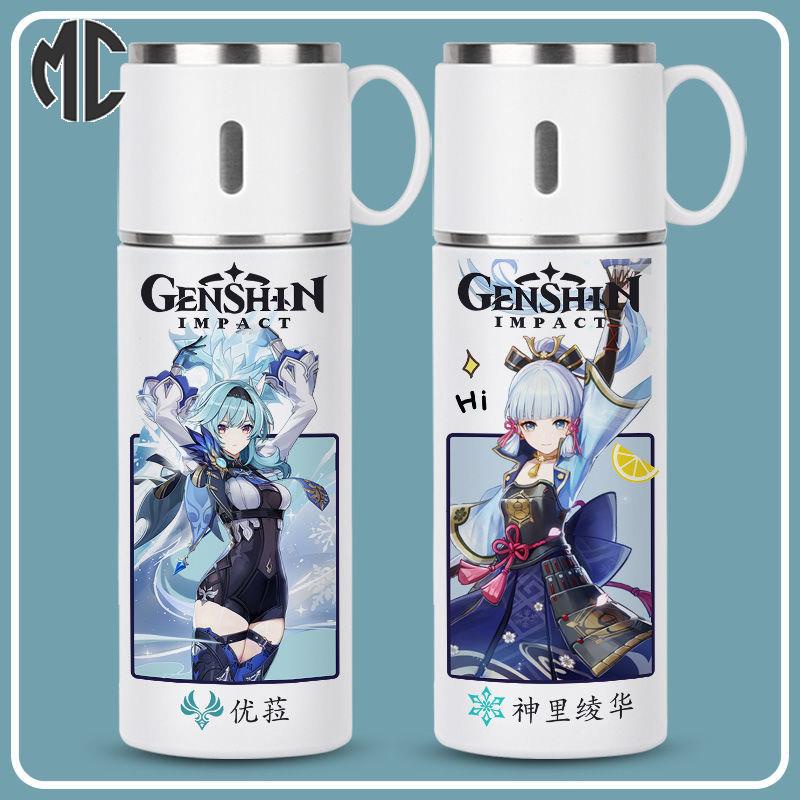 Mc) Cốc Giữ Nhiệt In Hình anime yuanshen merchandise ganyu zhongli Có Nắp Đậy Cho Học Sinh Nam Nữ