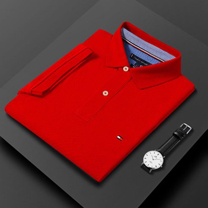 Tommy Áo polo cotton Ngắn Tay Màu Sắc Đơn Giản Cho Nam
