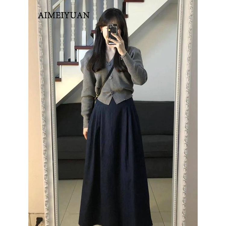 Mới Set Chân Váy Và Áo cardigan Phong Cách Hàn Quốc Dành Cho Nữ